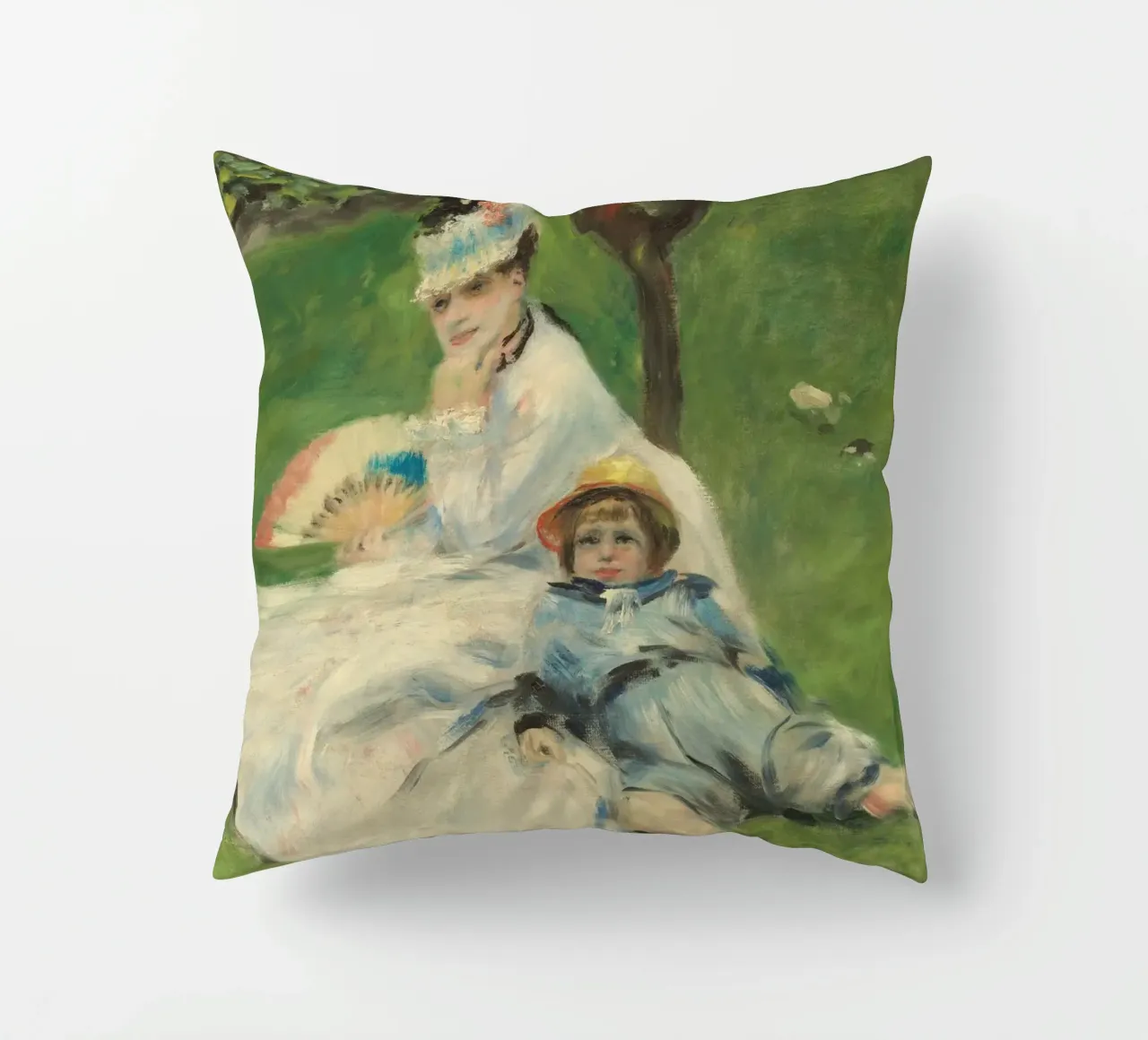 Pierre-Auguste Renoir - Madame Monet e suo figlio cuscino da Timeless Artworks