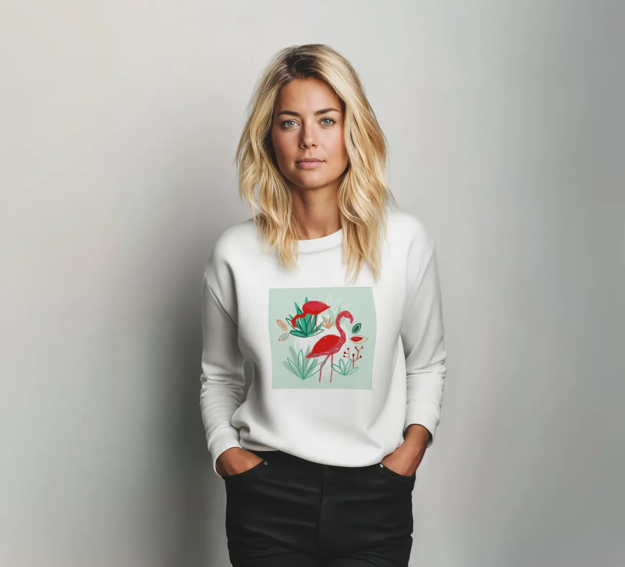 The Two Flamingos Sweatshirt von BlauMaschine