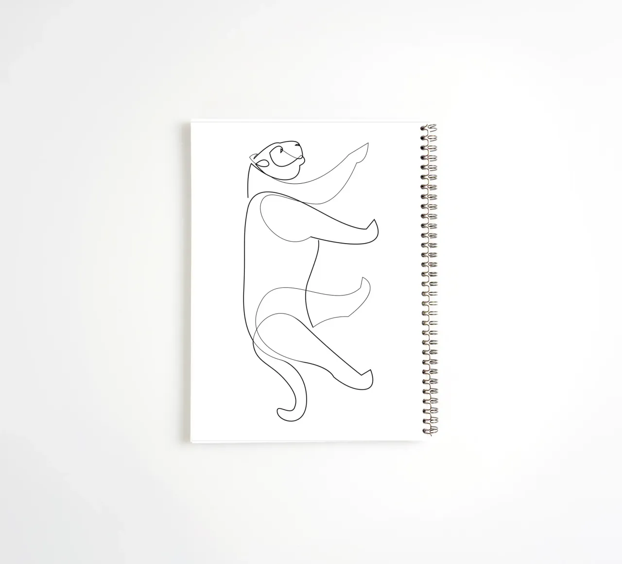 Big cat - one line panthera spiral notebook by Addillum