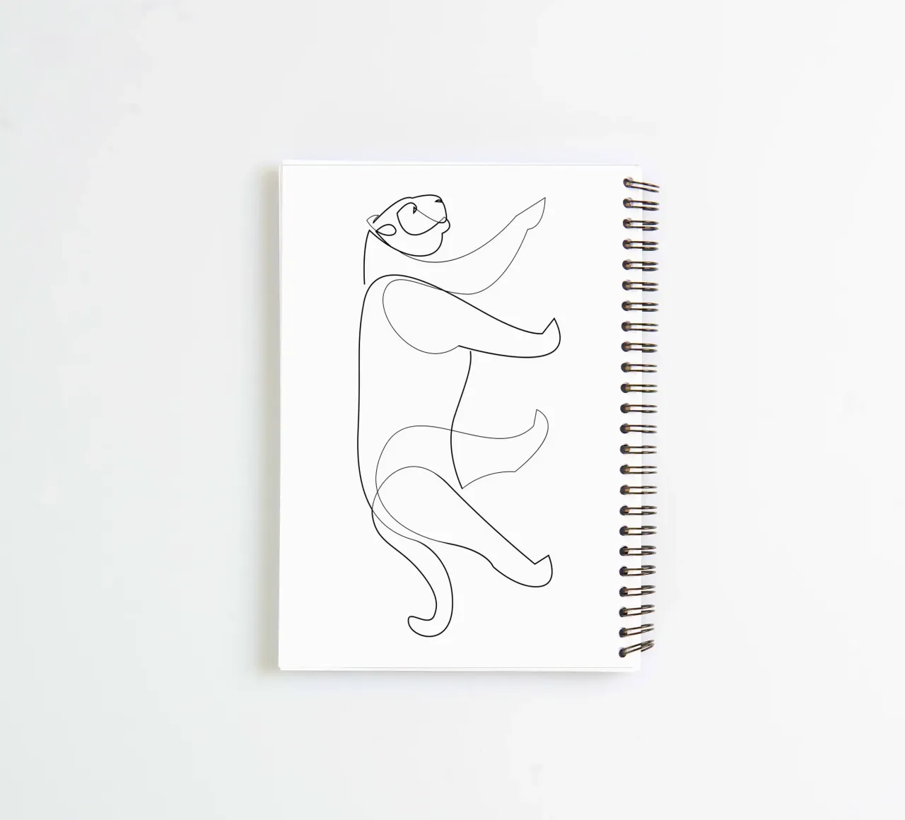Big cat - one line panthera spiral notebook by Addillum