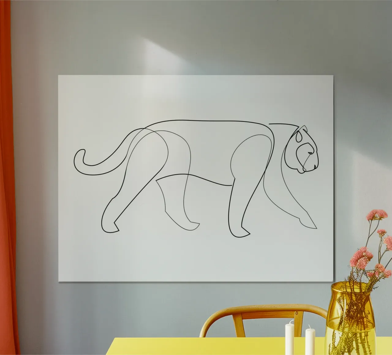 Grande gatto - una linea panthera carta hahnemühle da Addillum