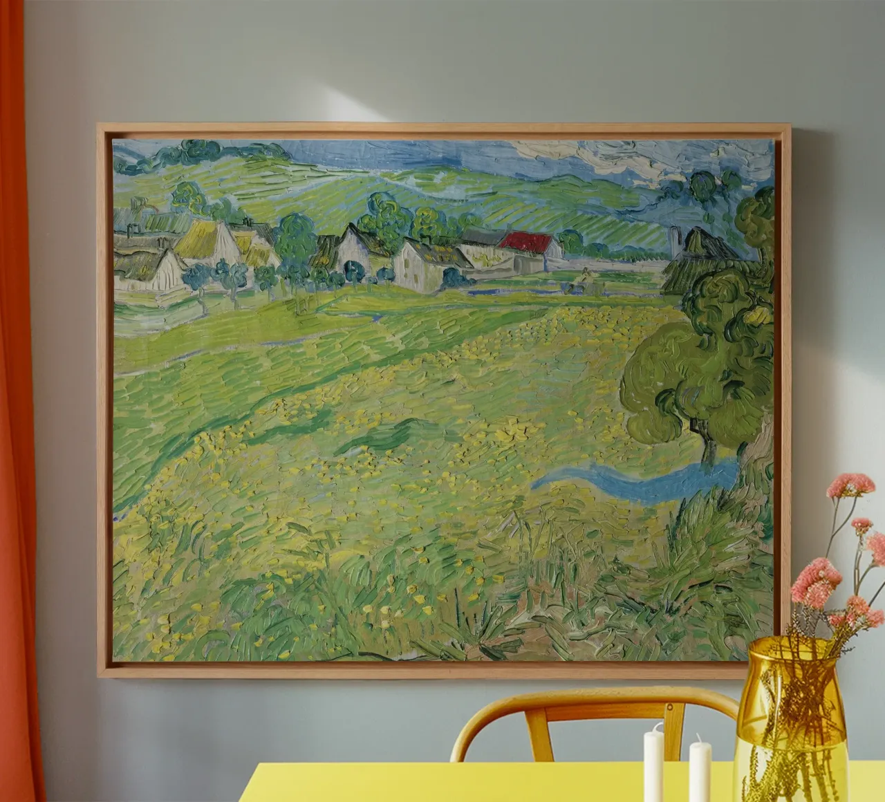 Vincent van Gogh - View of Vessenots Near Auvers canvas met Baklijst van Timeless Artworks