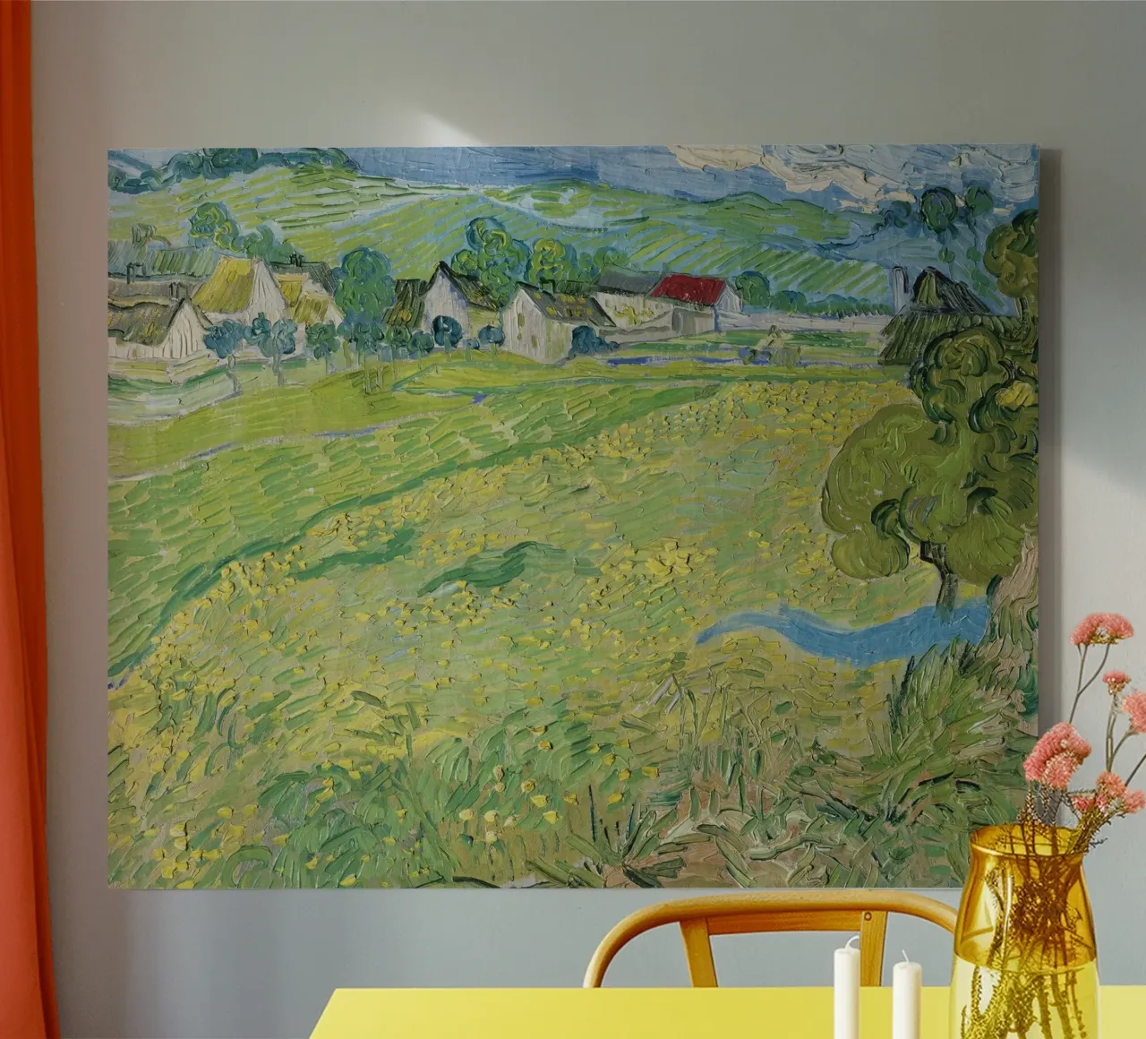 Vincent van Gogh - View of Vessenots Near Auvers canvas met Baklijst van Timeless Artworks