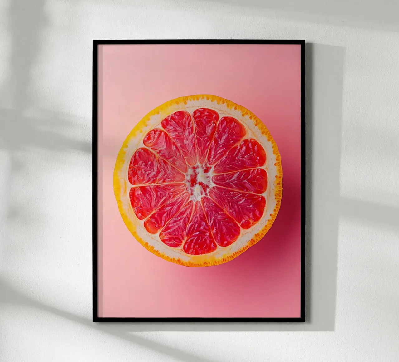 Pompelmo rosa vibrante poster con telaio in legno da Spice & Style