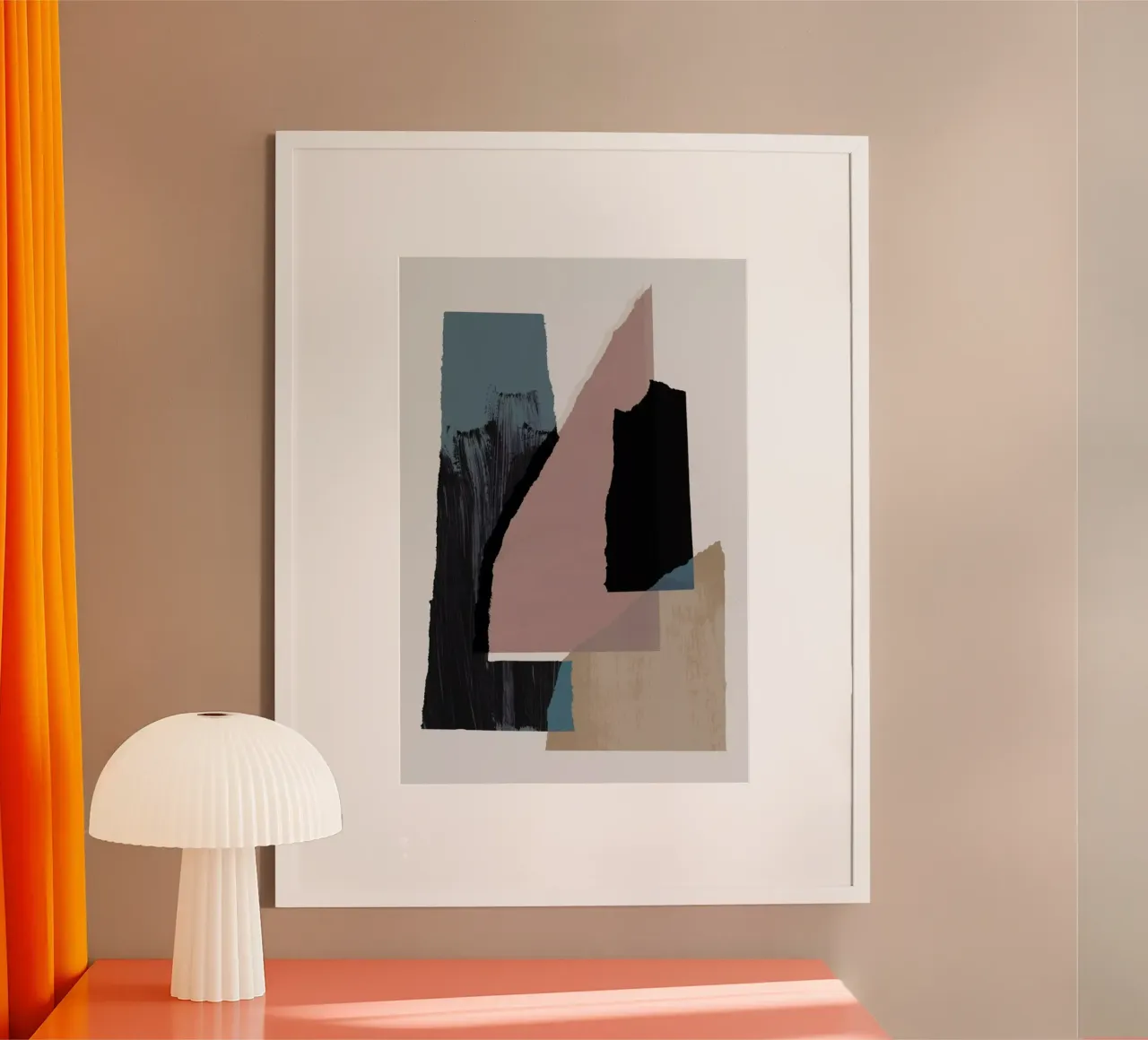 Pieces 2 poster with wooden frame by Mareike Böhmer