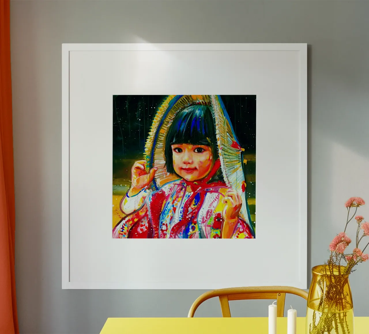 Sorriso dall'Asia poster con telaio in alluminio da Happy 😃 Art 🎨 by Christine Schnoell