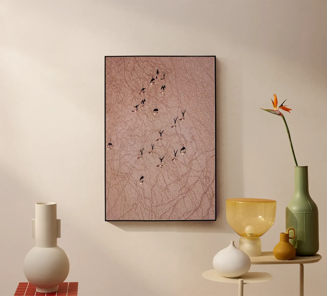 Flamingo acryl van ROBERTO H