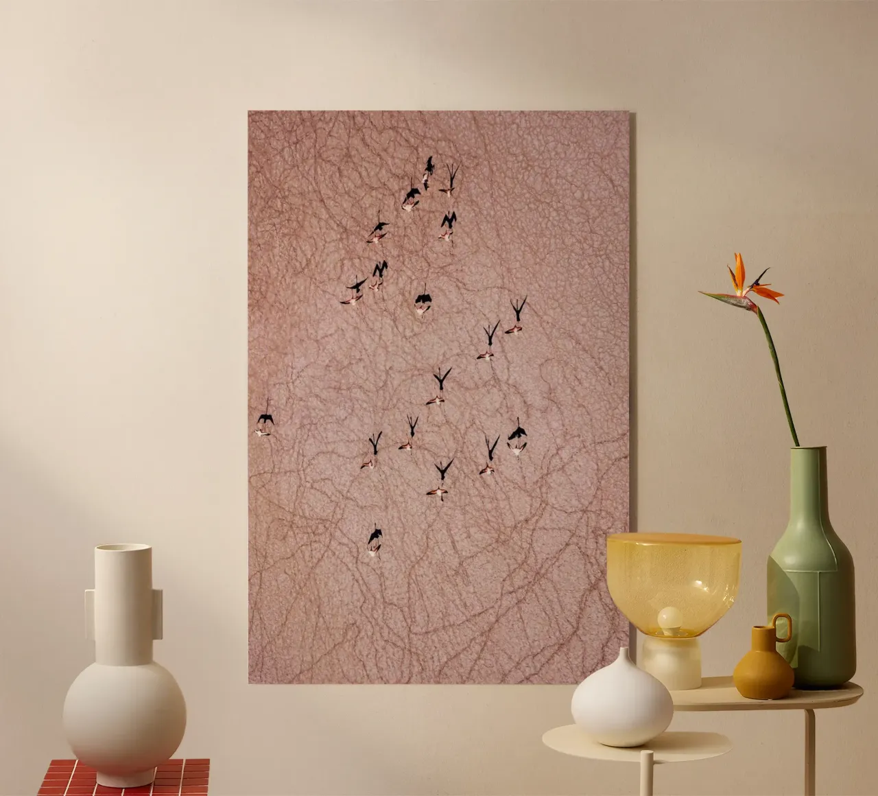 Flamingo acryl van ROBERTO H