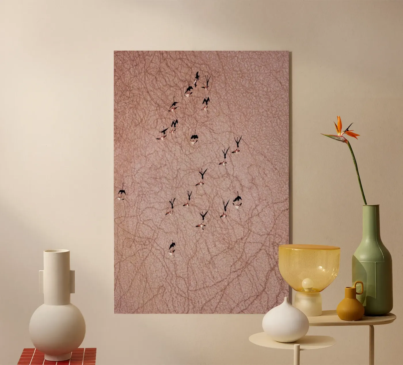 Flamingo acryl van ROBERTO H