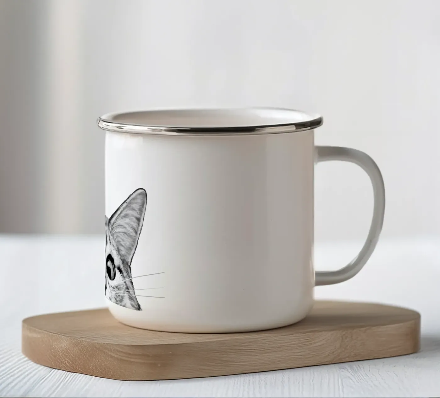 Cat Emaille Tasse von Laura Graves