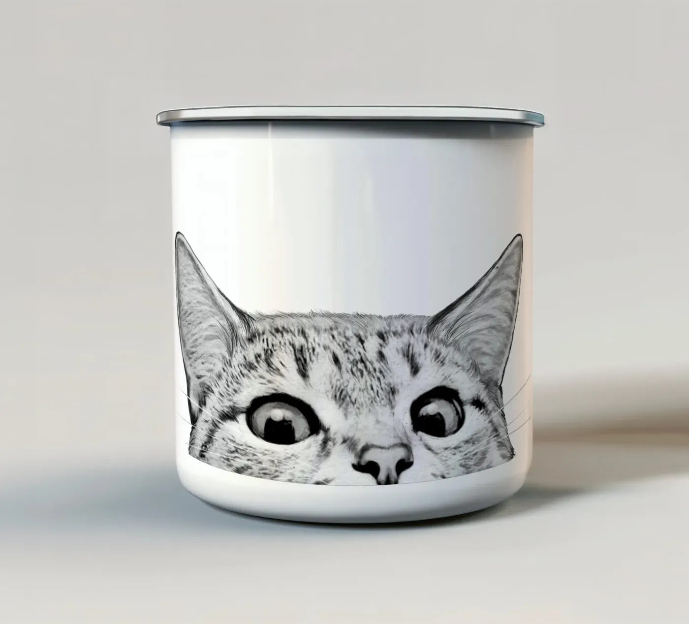 Cat Emaille Tasse von Laura Graves