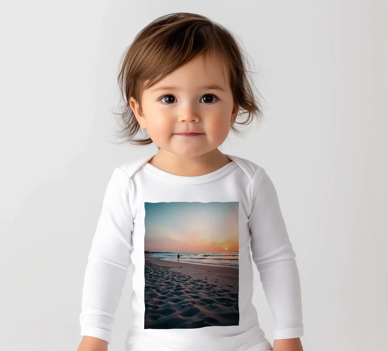 Beautiful sunset view at the beach long-sleeve baby romper by DesignDoodle