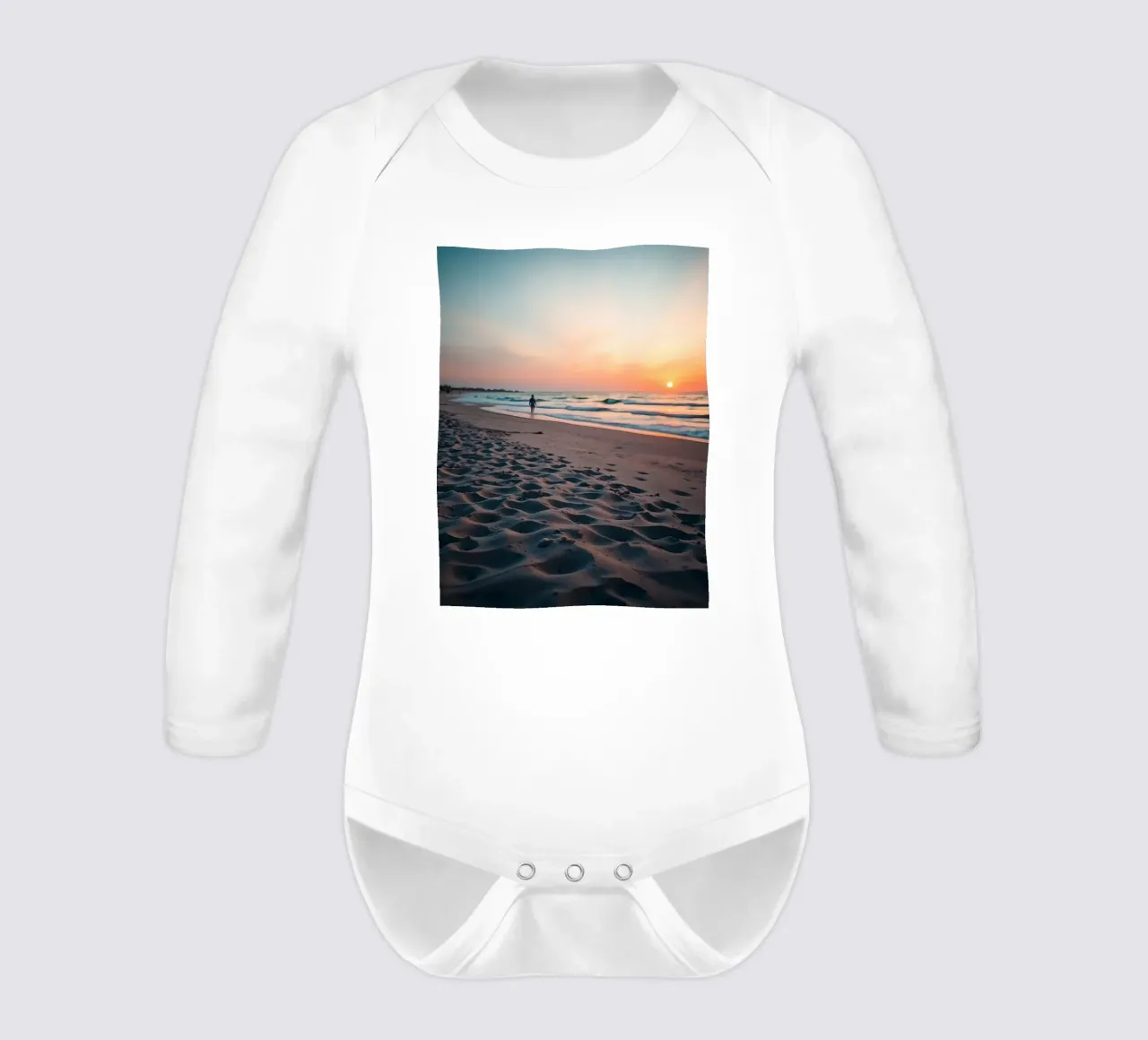 Beautiful sunset view at the beach long-sleeve baby romper by DesignDoodle