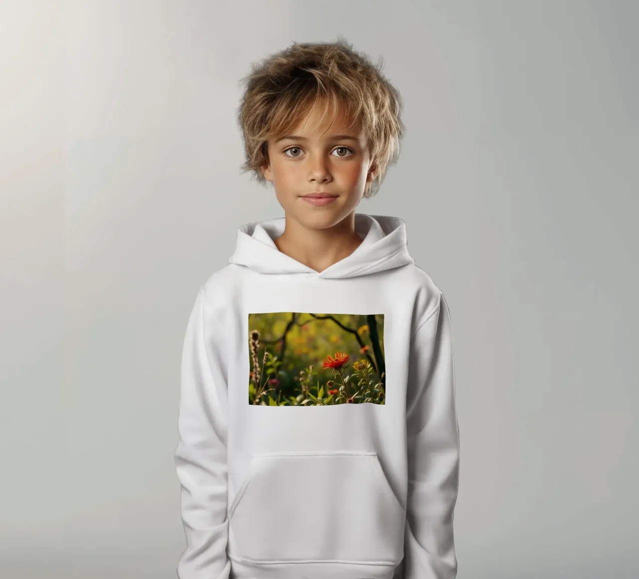 Fiori colorati sbocciano in un giardino sereno durante l'ora d'oro felpa bambino con cappuccio da DesignDoodle
