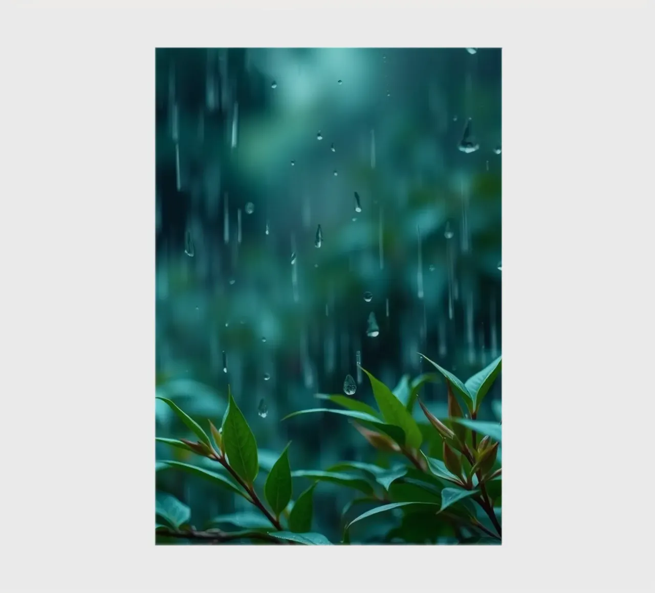 Une pluie douce tombe sur les feuilles vertes d'un jardin luxuriant. carnet de notes de DesignDoodle