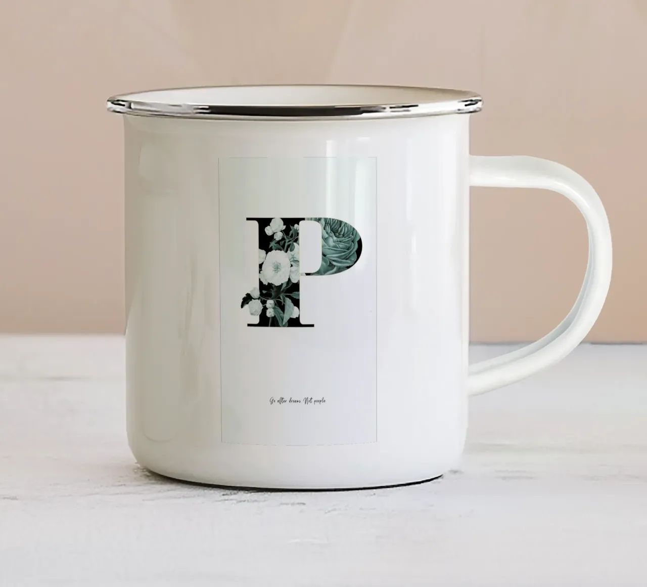Flower Alphabet - P tazza in smalto da Froilein Juno