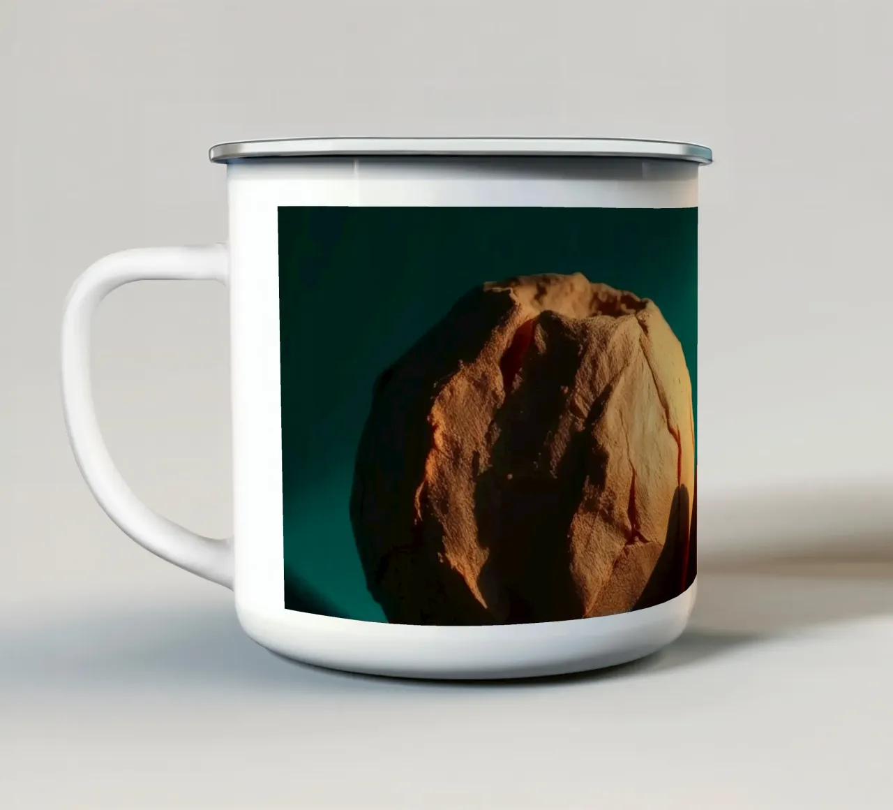 Disposizione artistica di pietre naturali e forme geometriche tazza in smalto da DesignDoodle