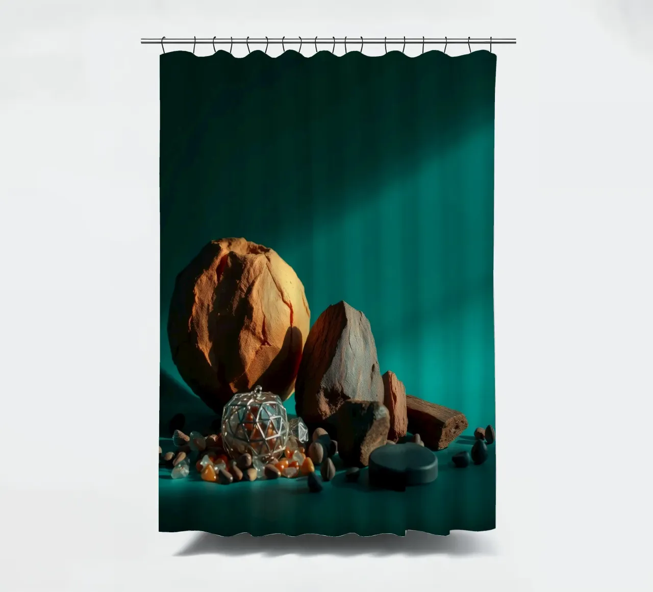 Disposizione artistica di pietre naturali e forme geometriche tenda da doccia da DesignDoodle