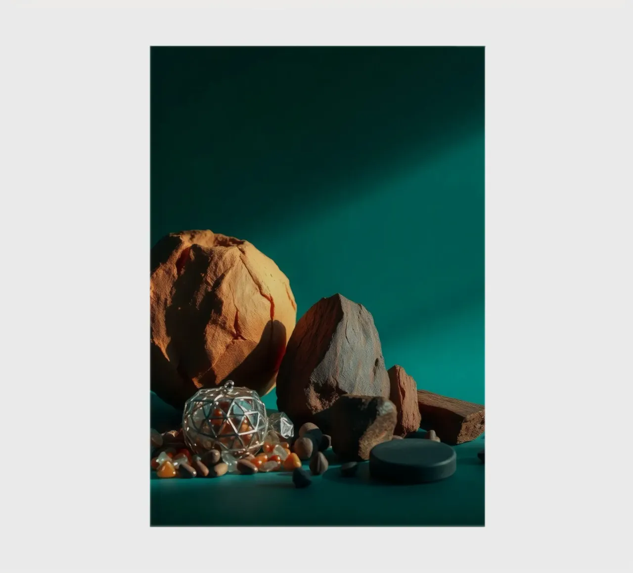 Artistic arrangement of natural stones and geometric shapes notebook by DesignDoodle