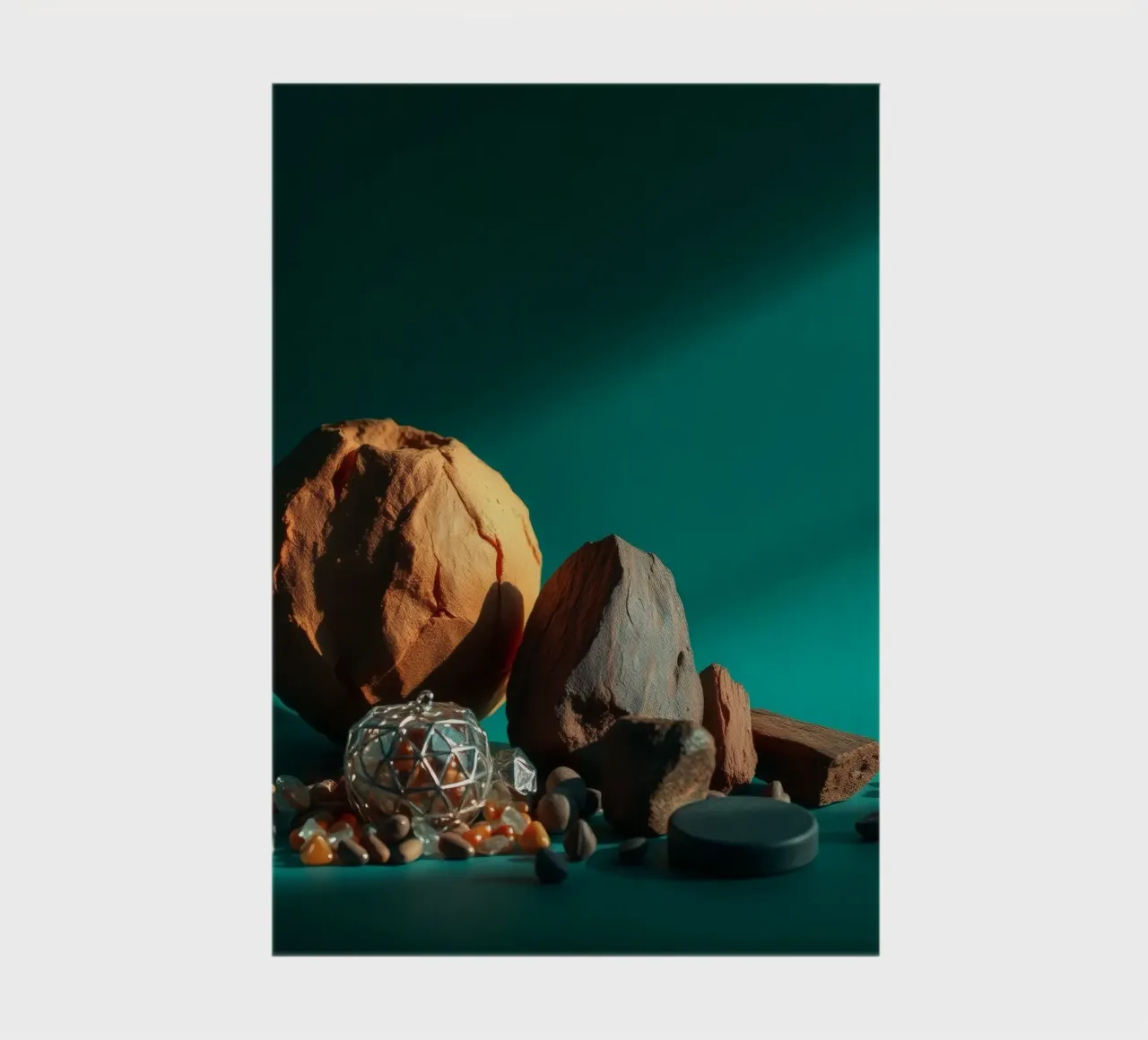 Artistic arrangement of natural stones and geometric shapes notebook by DesignDoodle