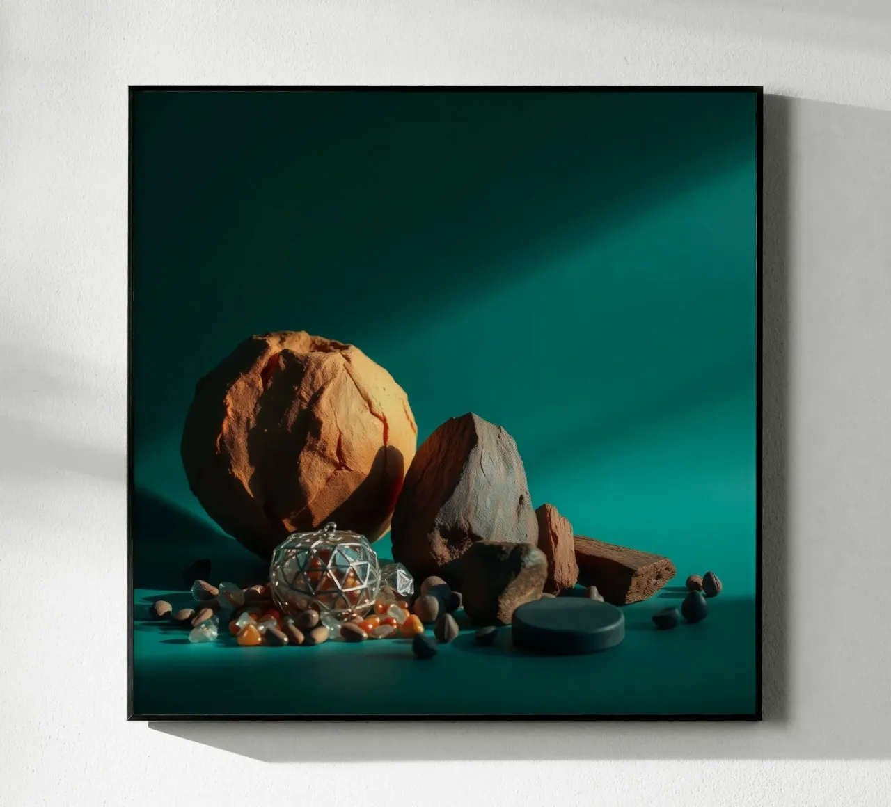 Disposizione artistica di pietre naturali e forme geometriche plexiglass da DesignDoodle