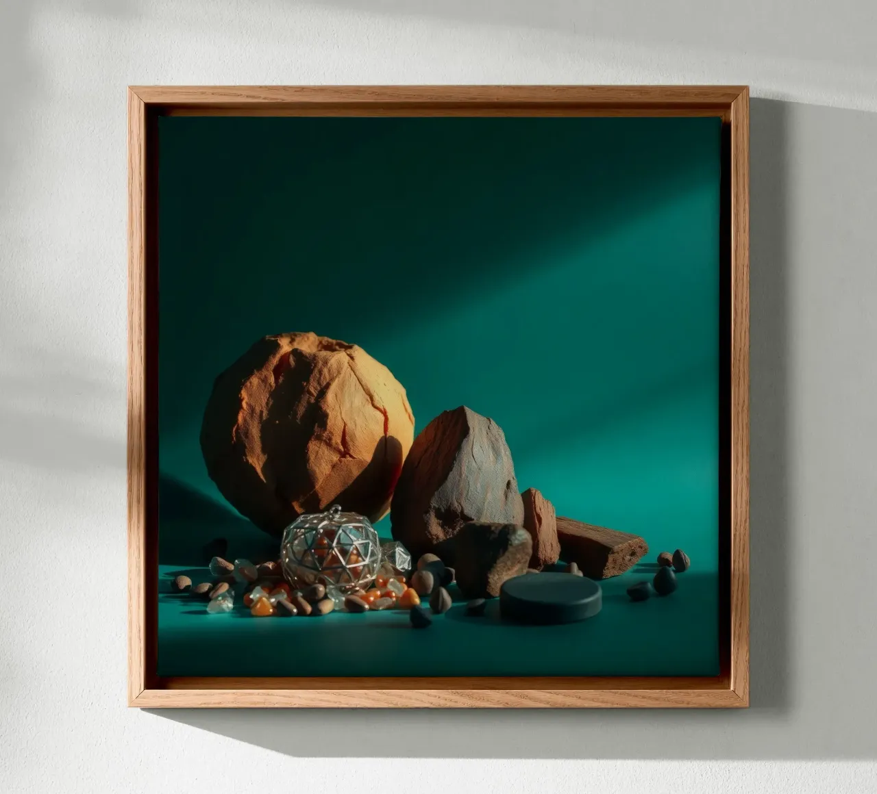 Disposizione artistica di pietre naturali e forme geometriche tela con Cornice a cassetta da DesignDoodle