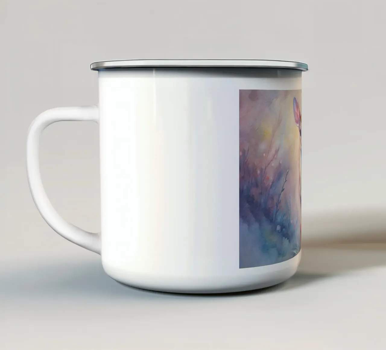 Cerbiatto in acquerello tazza in smalto da ARTVI-SHOP