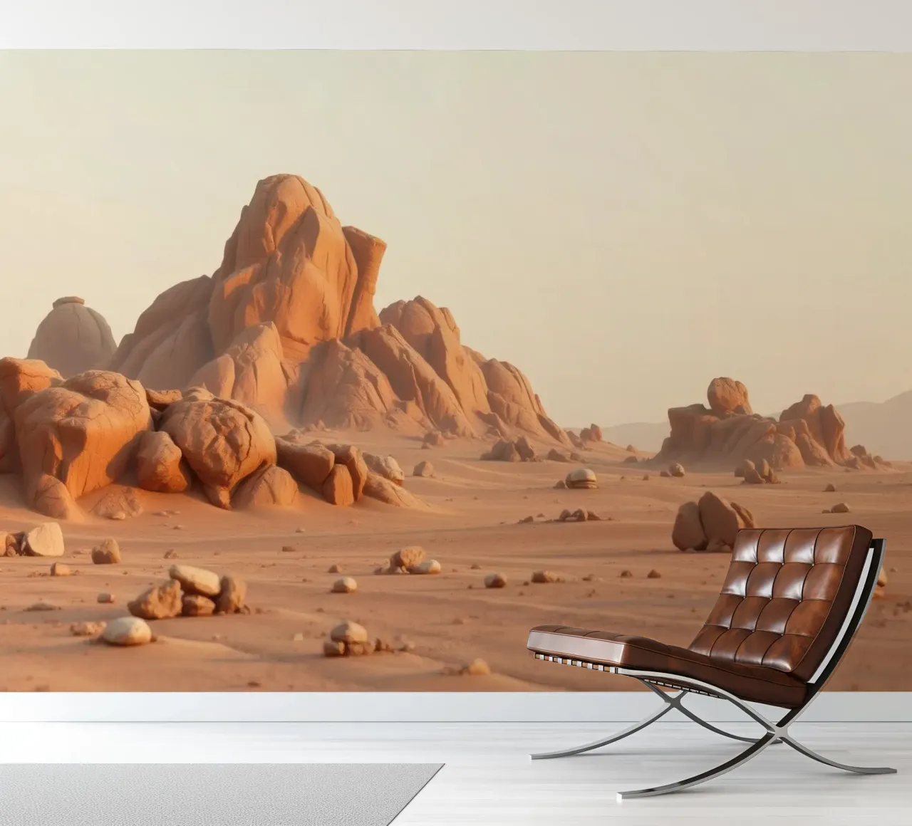Expansive desert landscape featuring unique rock formations photo wallpaper by DesignDoodle