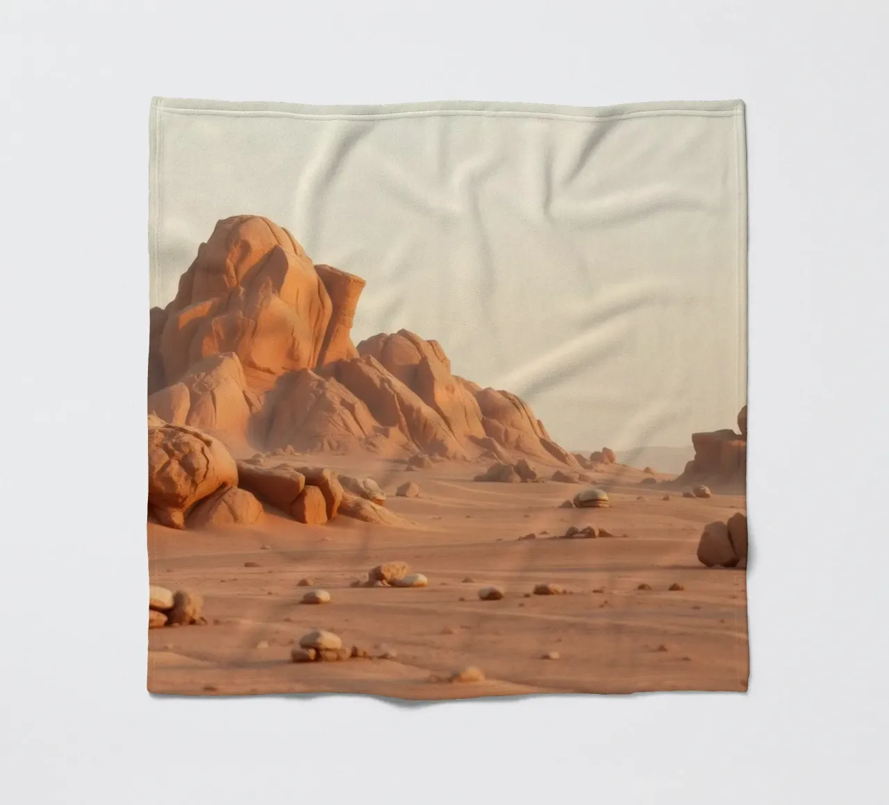 Expansive desert landscape featuring unique rock formations fleece blanket by DesignDoodle