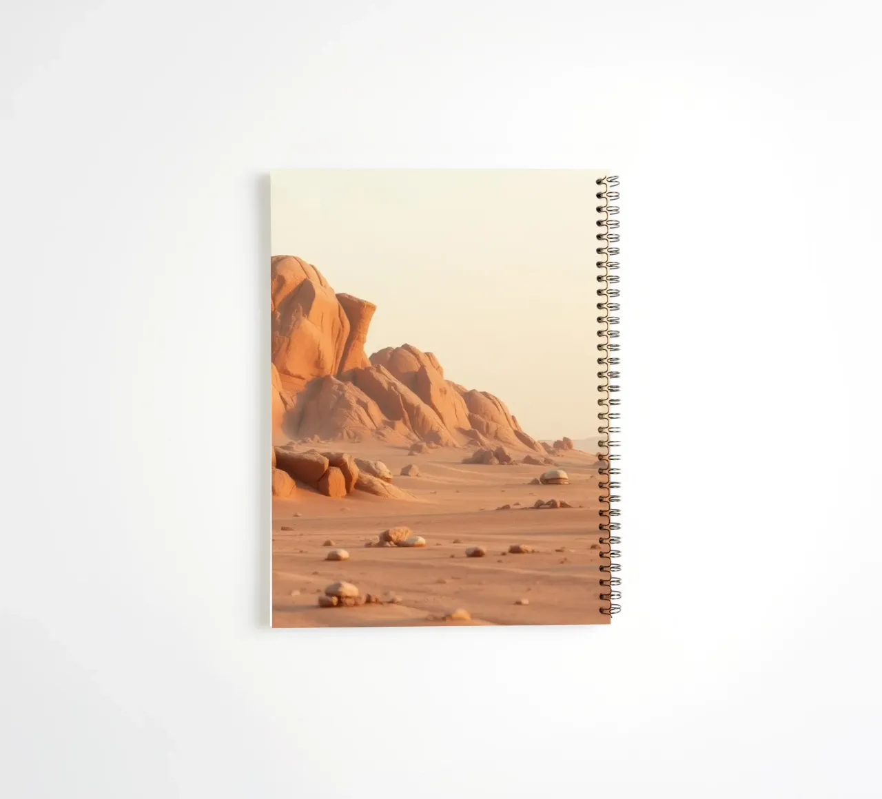 Expansive desert landscape featuring unique rock formations spiral notebook by DesignDoodle