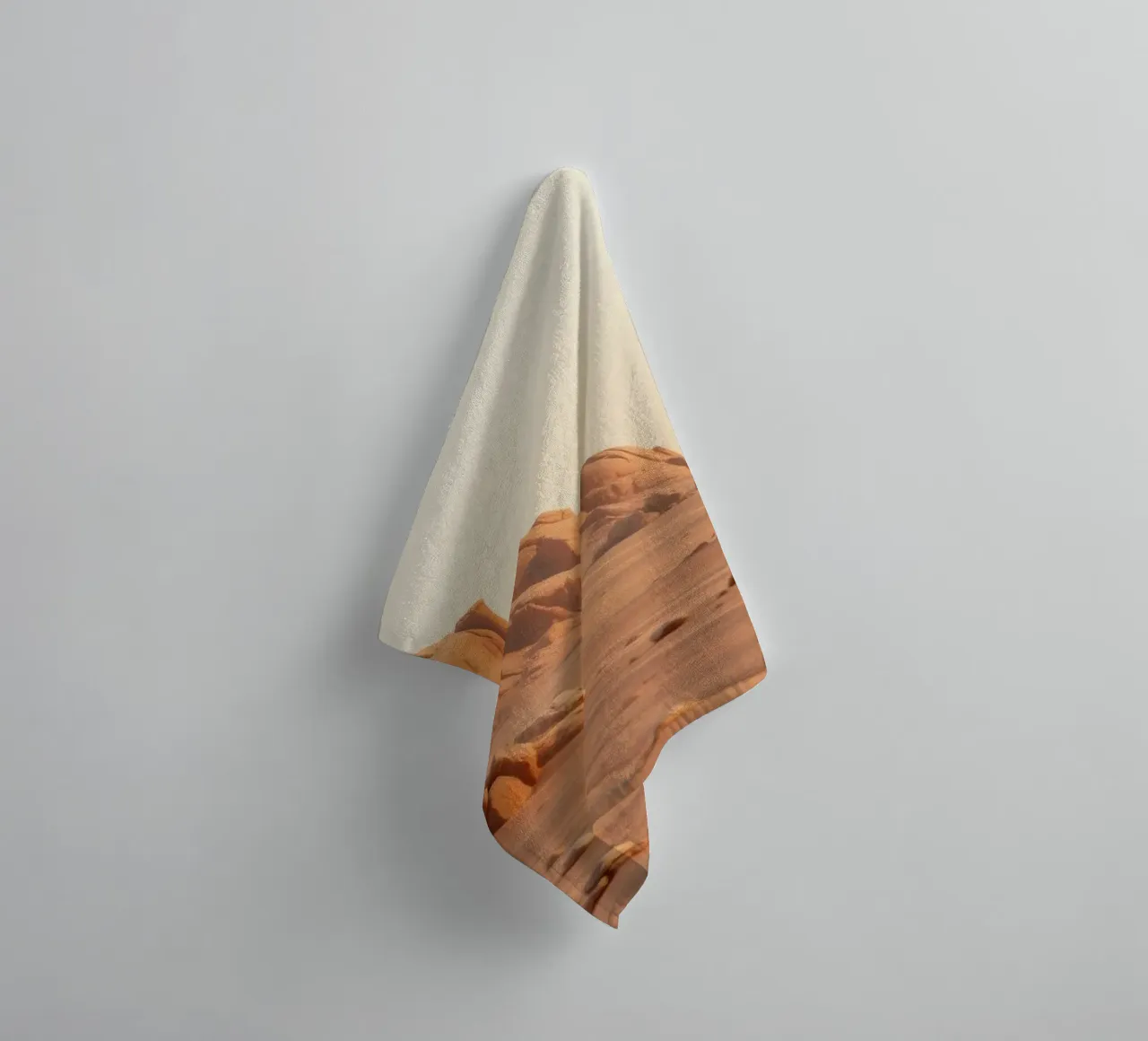 Expansive desert landscape featuring unique rock formations towel by DesignDoodle