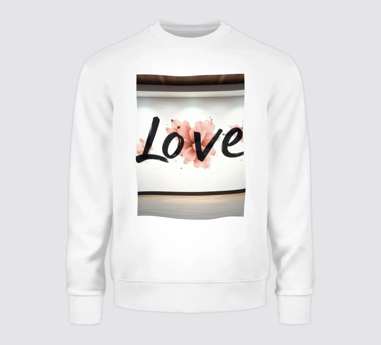 wall mural featuring the word love in a modern interior sweatshirt by DesignDoodle