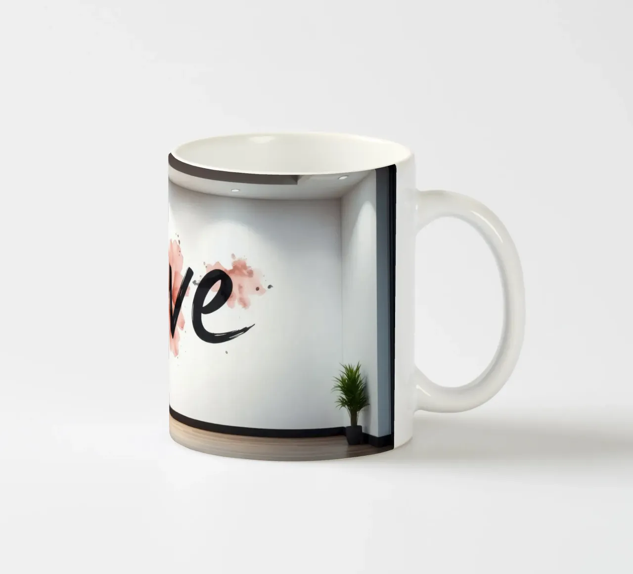 murale con la parola amore in un interno moderno tazza in ceramica da DesignDoodle