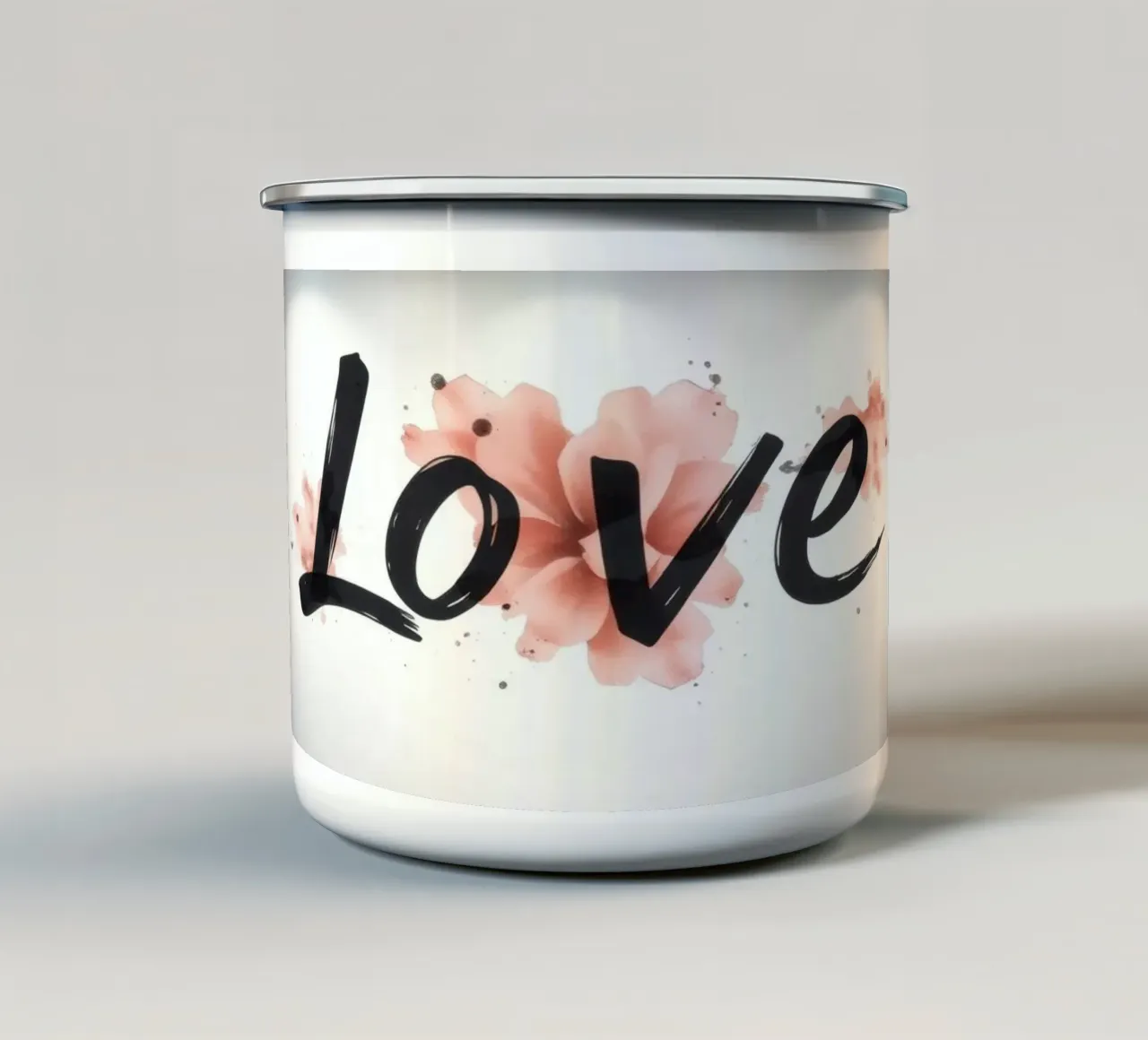 mural con la palabra amor en un interior moderno taza de esmalte de DesignDoodle