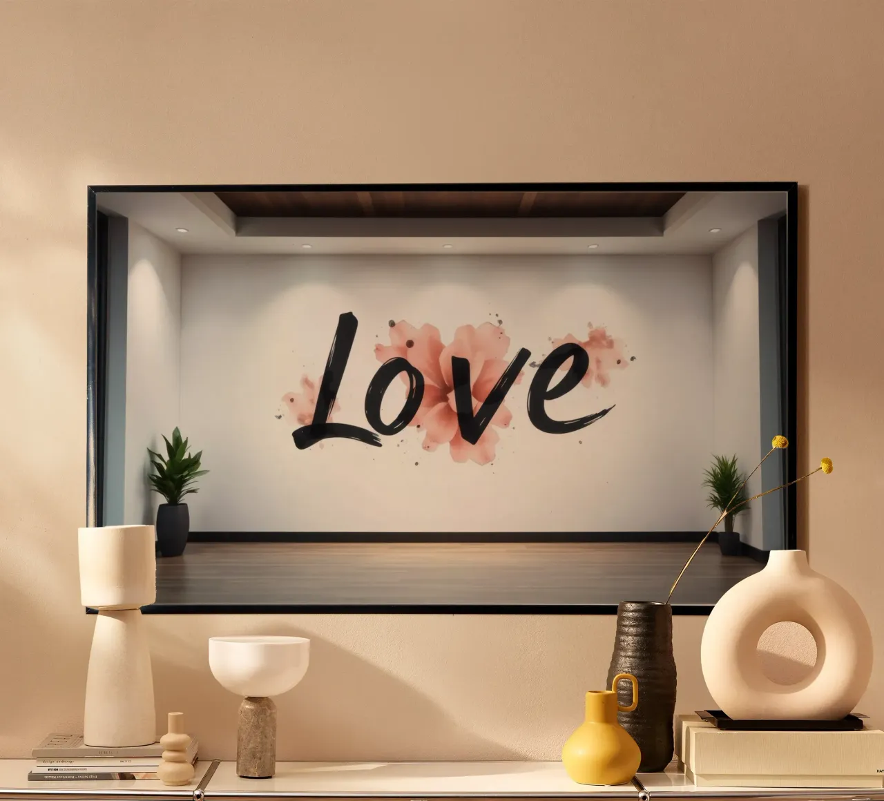 murale con la parola amore in un interno moderno carta hahnemühle da DesignDoodle