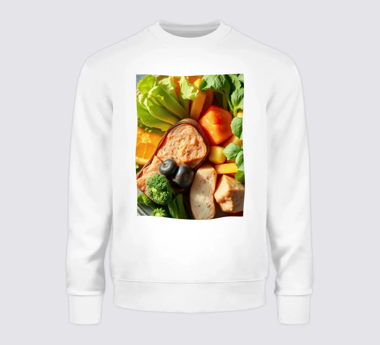 Assortimento colorato di verdure fresche, frutta e proteine felpa da DesignDoodle