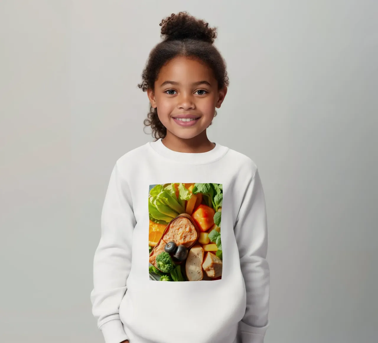 Assortimento colorato di verdure fresche, frutta e proteine felpa bambino da DesignDoodle