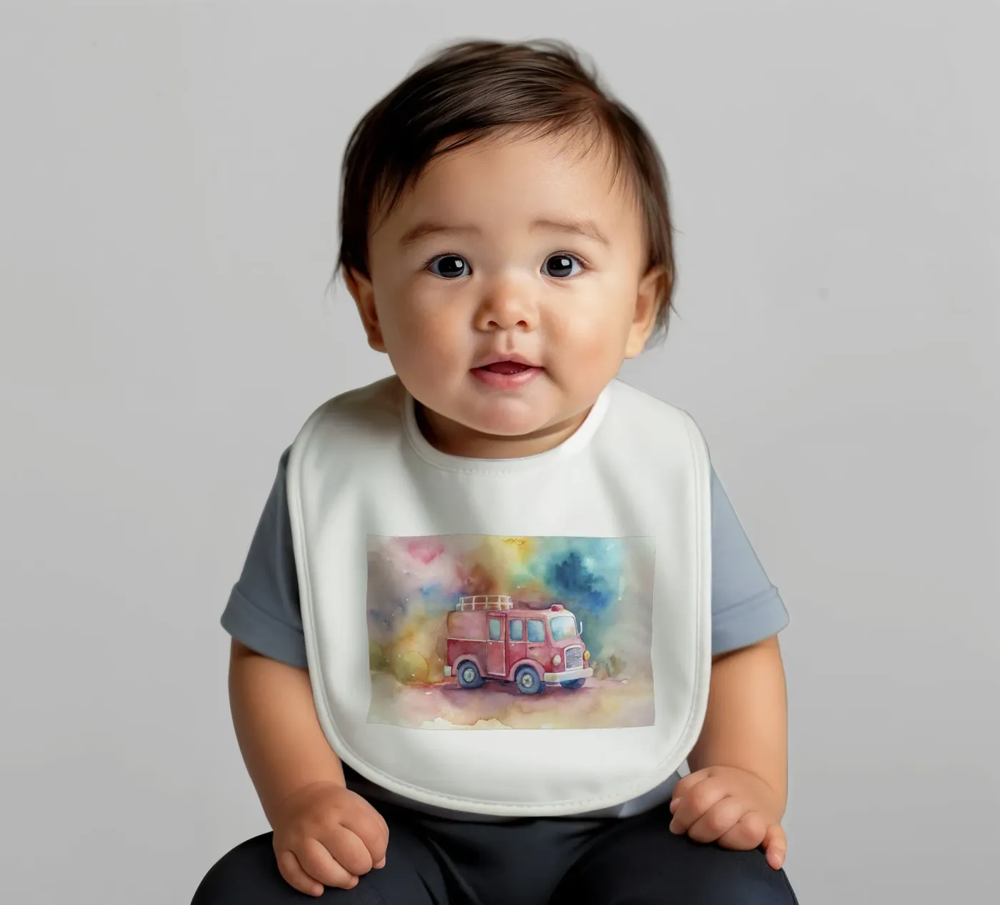 fire truck baby bib by 🎁 NOBELART