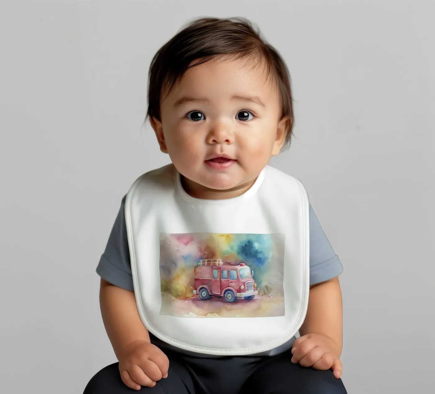 fire truck baby bib by 🎁 NOBELART
