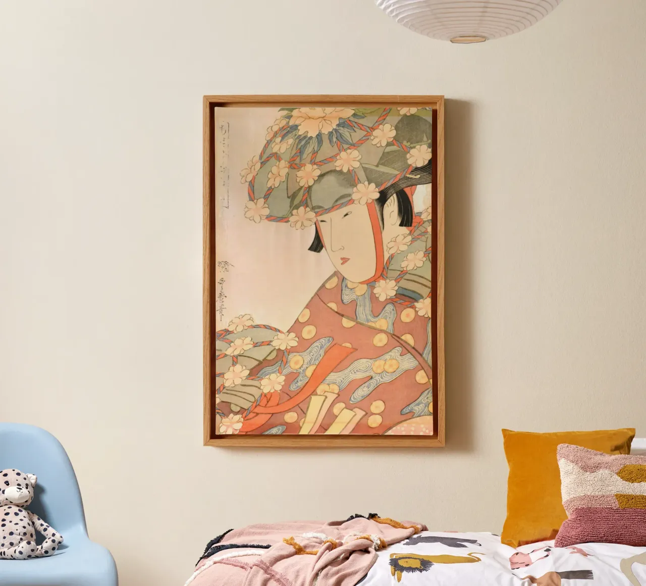 Ukiyo-e: Pittura giapponese - La fanciulla airone di Utamaro tela con Cornice a cassetta da Aesthetic Muse