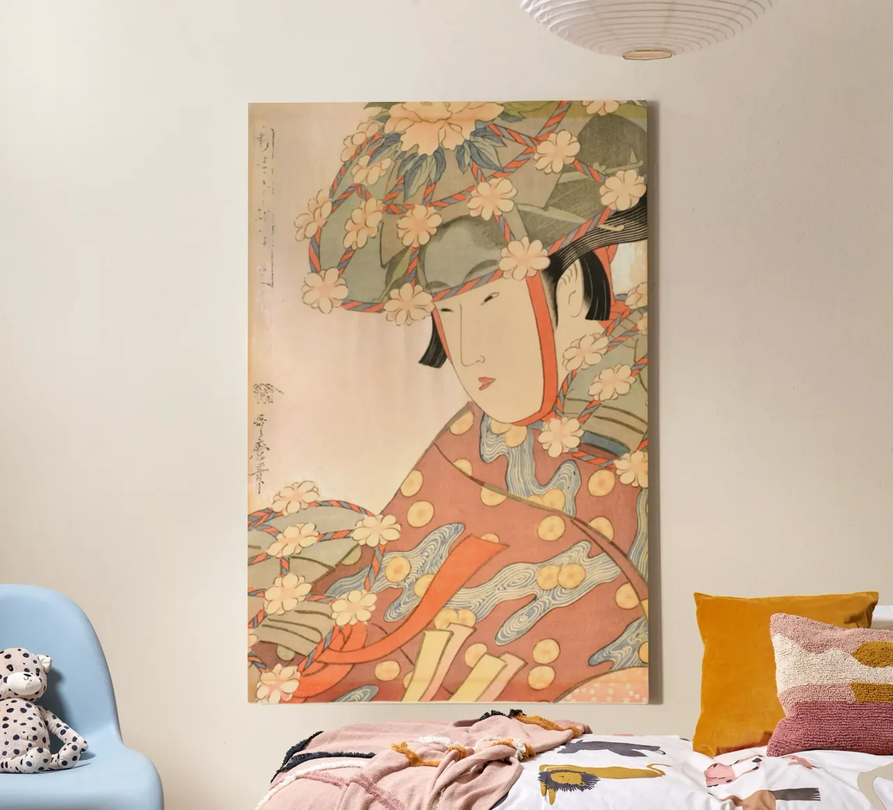 Ukiyo-e: Pittura giapponese - La fanciulla airone di Utamaro tela con Cornice a cassetta da Aesthetic Muse