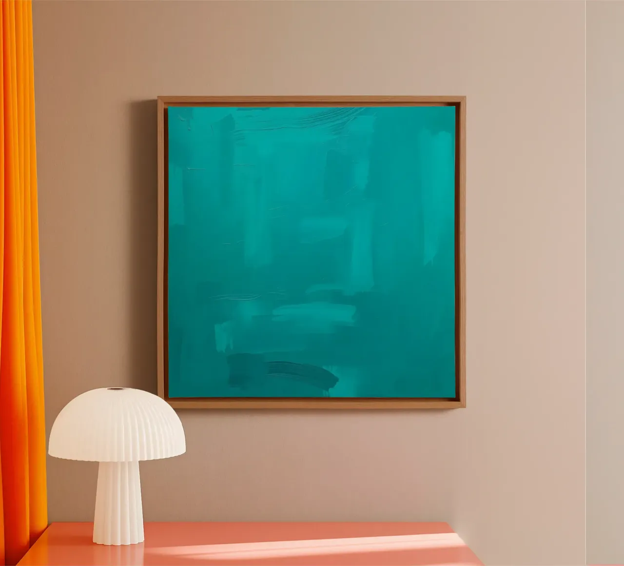 Vivace dipinto astratto turchese con pennellate di colore tela con Cornice a cassetta da DesignDoodle