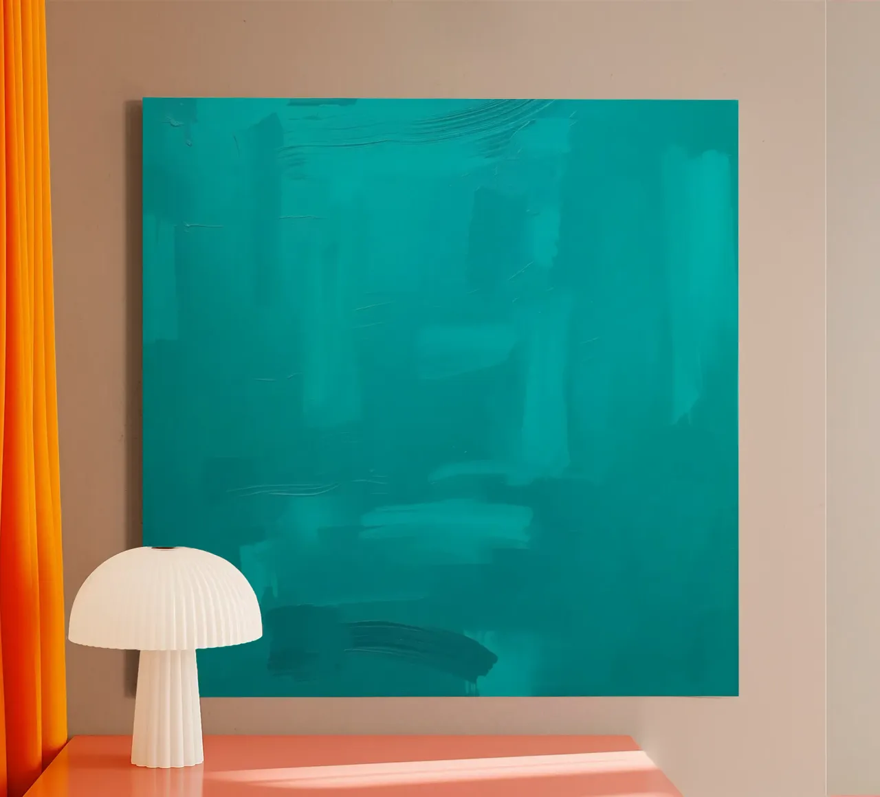 Vivace dipinto astratto turchese con pennellate di colore tela con Cornice a cassetta da DesignDoodle