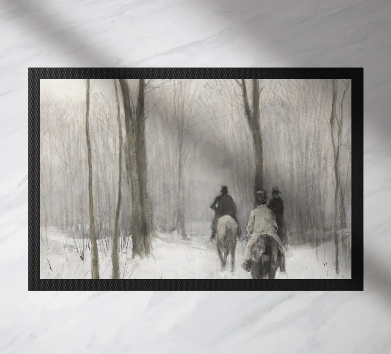 Two Men On Horseback In The Snow zerbino da vintageshop