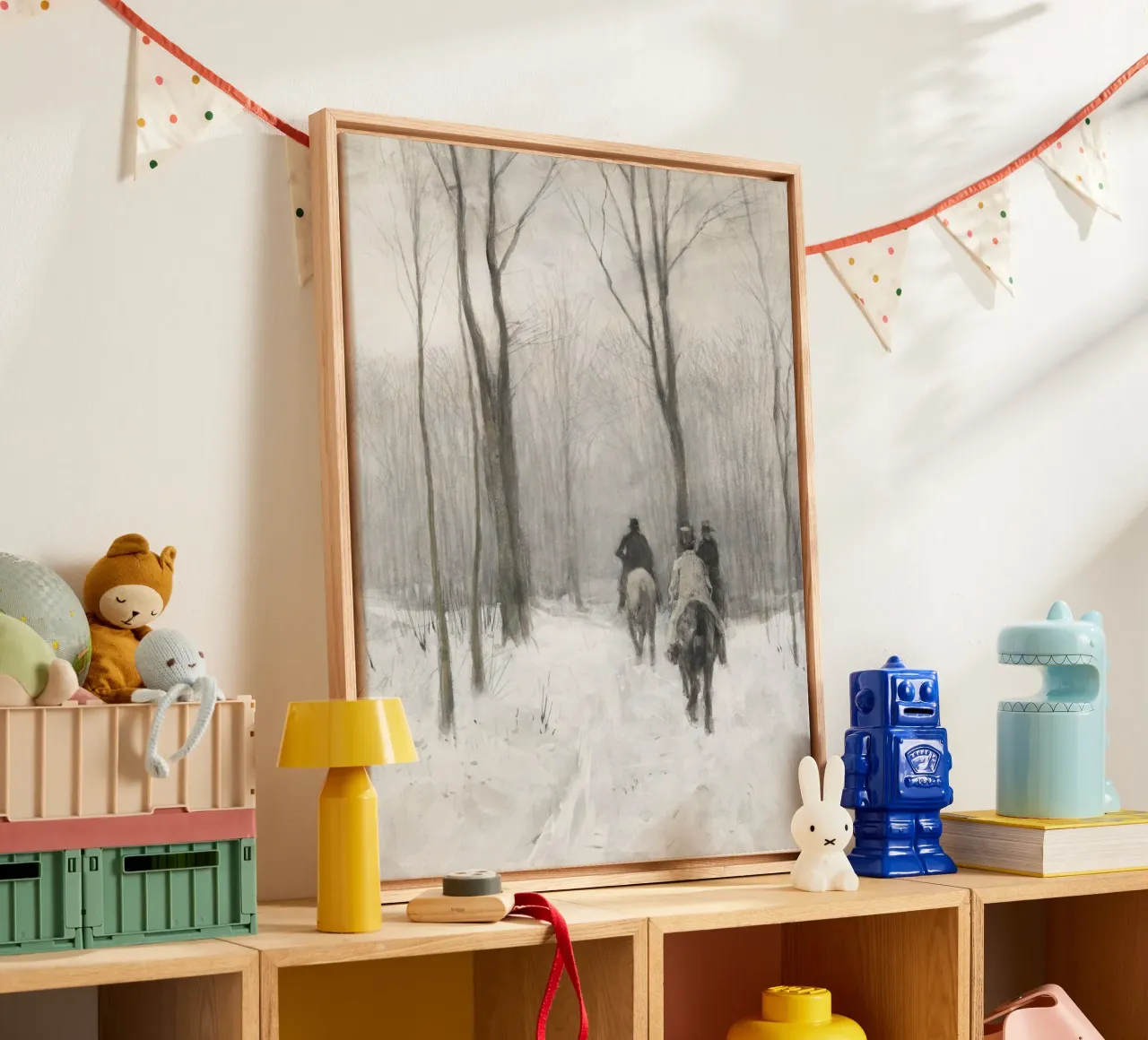 Two Men On Horseback In The Snow tela con Cornice a cassetta da vintageshop
