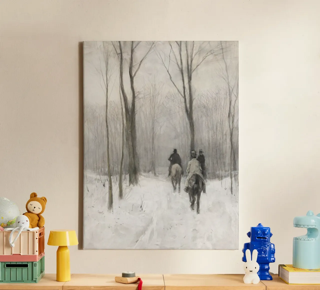 Two Men On Horseback In The Snow tela con Cornice a cassetta da vintageshop