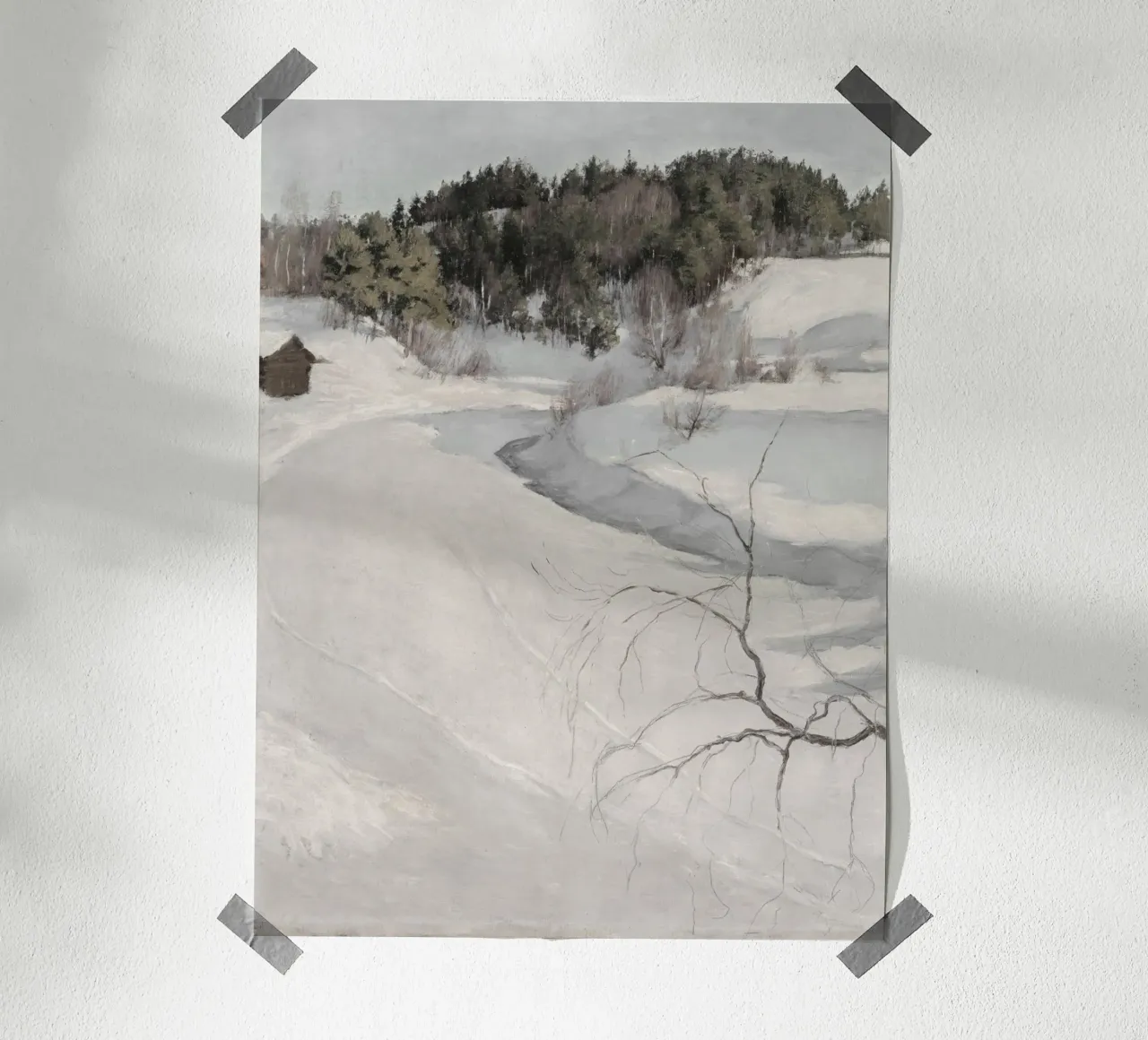 Winter Scene poster con telaio in alluminio da vintageshop