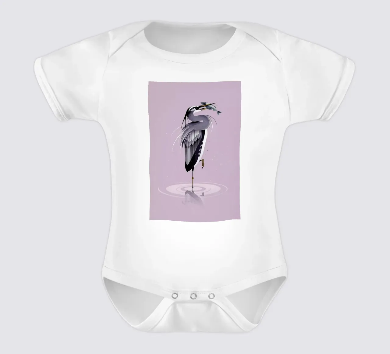 Grey Heron body neonato maniche corte da Dieter Braun