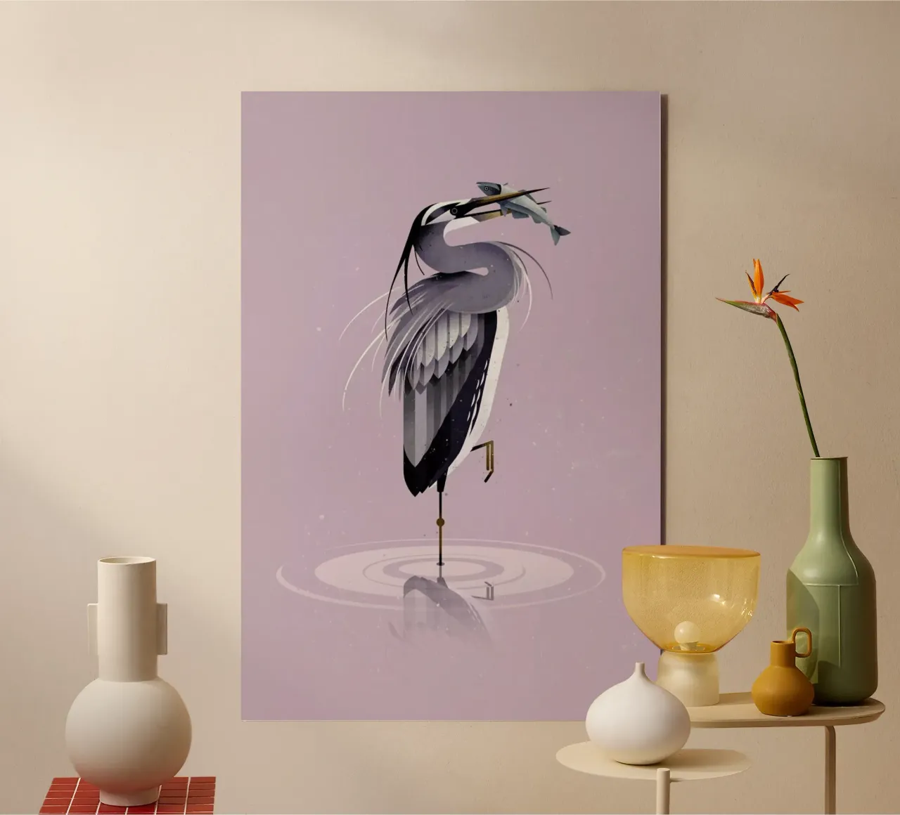 Grey Heron Alu-Dibond von Dieter Braun