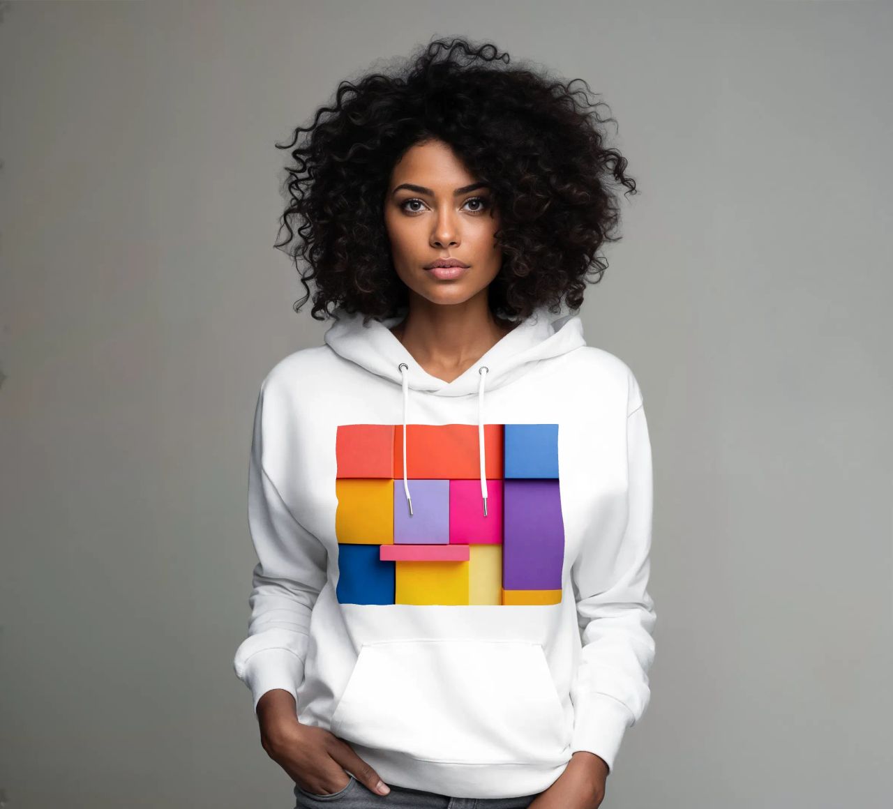Forme geometriche colorate creano un vivace design astratto felpa con cappuccio da DesignDoodle